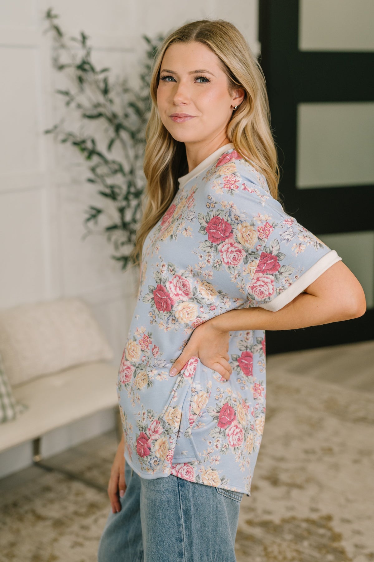 Perfect Season Floral Print Relaxed Tee-Womens-Villari Chic, women's online fashion boutique in Severna, Maryland