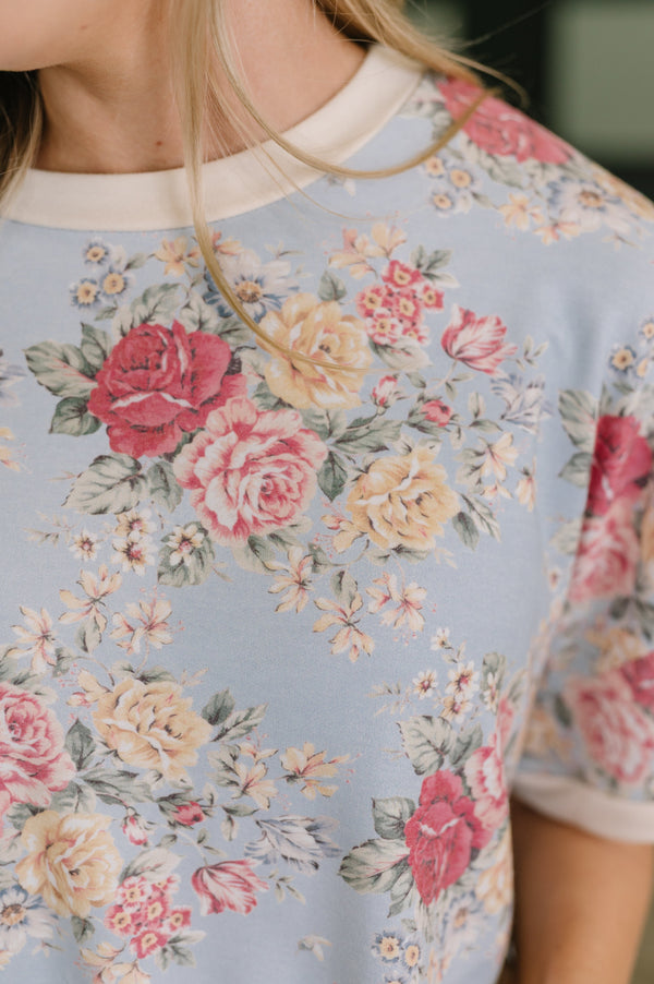 Perfect Season Floral Print Relaxed Tee-Womens-Villari Chic, women's online fashion boutique in Severna, Maryland