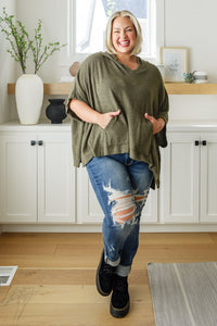 Perfectly Poised Hooded Poncho in Olive-Layers-Villari Chic, women's online fashion boutique in Severna, Maryland