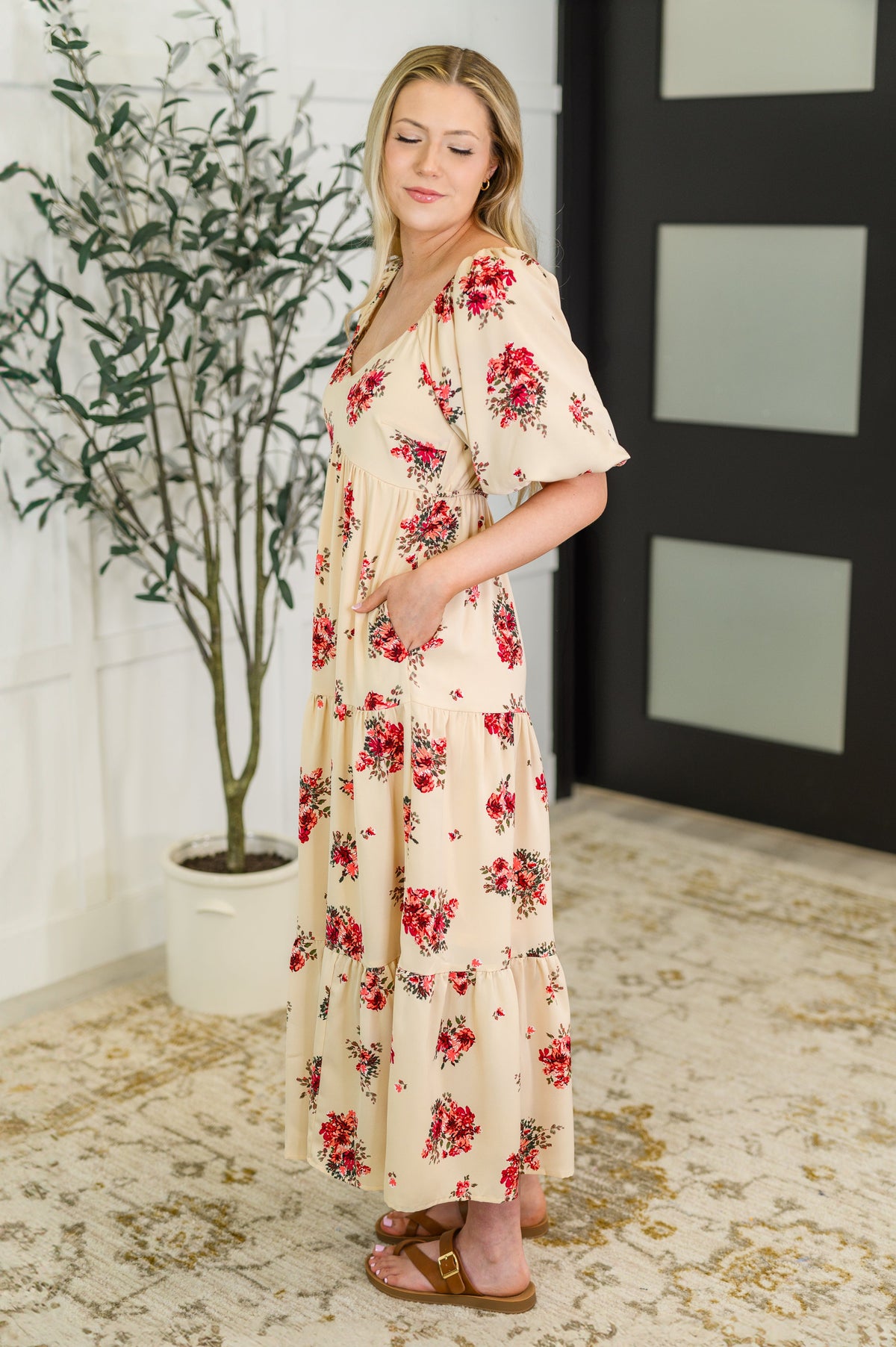 Petals & Postcards Balloon Sleeve Dress-Womens-Villari Chic, women's online fashion boutique in Severna, Maryland