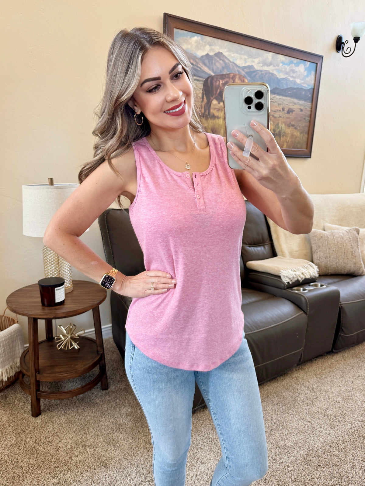 Alison Henley Tank - Rose-tanks-Villari Chic, women's online fashion boutique in Severna, Maryland