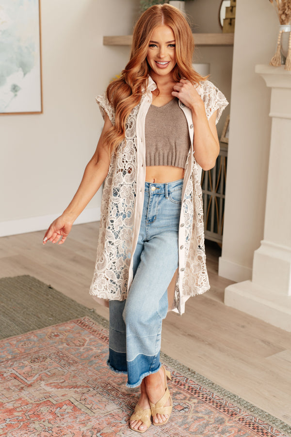 Pieces of Me Longline Lace Button Up-Layers-Villari Chic, women's online fashion boutique in Severna, Maryland