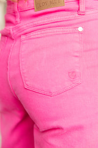 Judy Blue High-Rise Straight Leg Jeans in Hot Pink-Denim-Villari Chic, women's online fashion boutique in Severna, Maryland