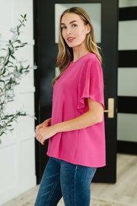 Pink and Perfect Ruffle Sleeve Top-Tops-Villari Chic, women's online fashion boutique in Severna, Maryland