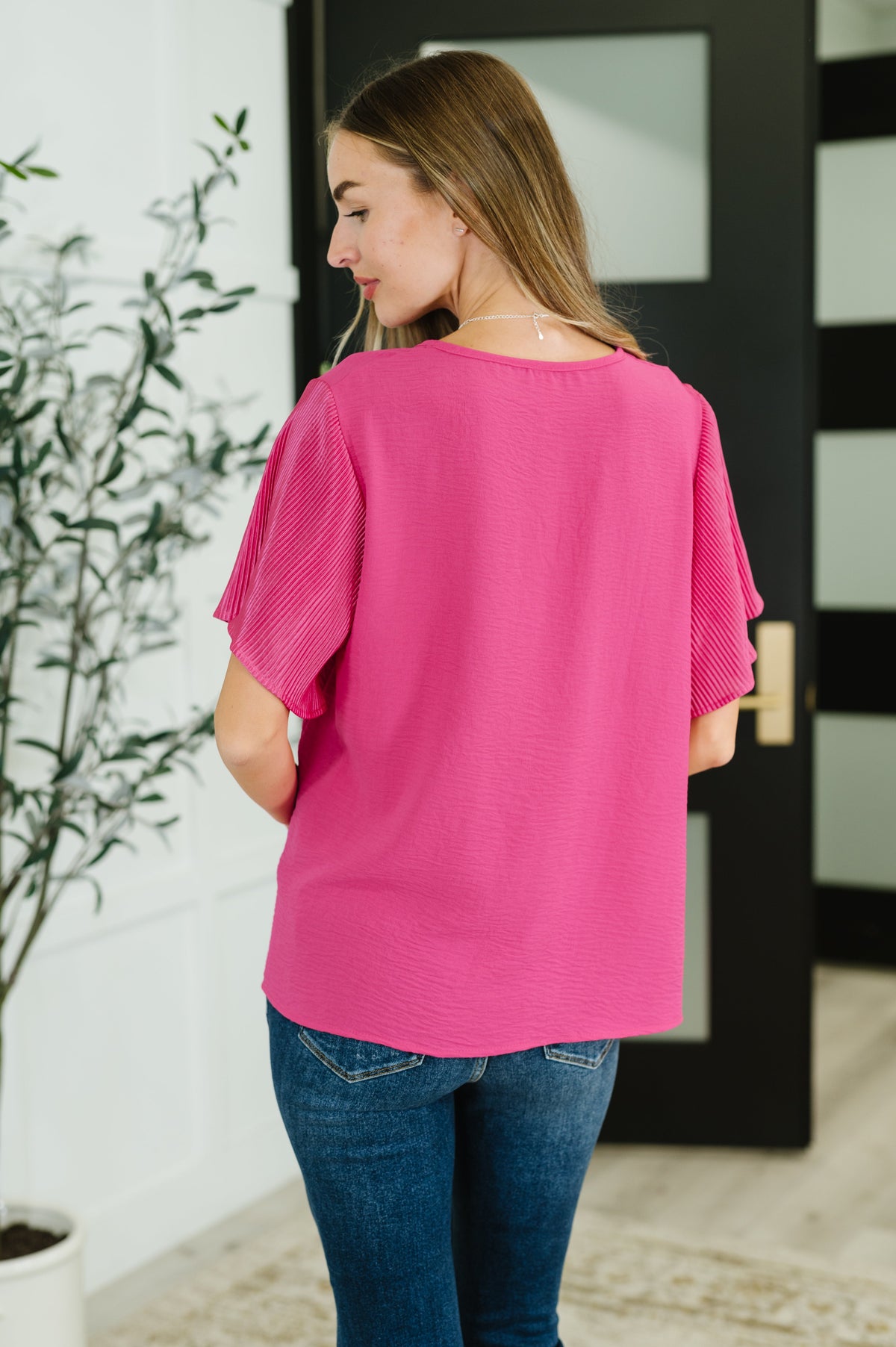 Pink and Perfect Ruffle Sleeve Top-Tops-Villari Chic, women's online fashion boutique in Severna, Maryland