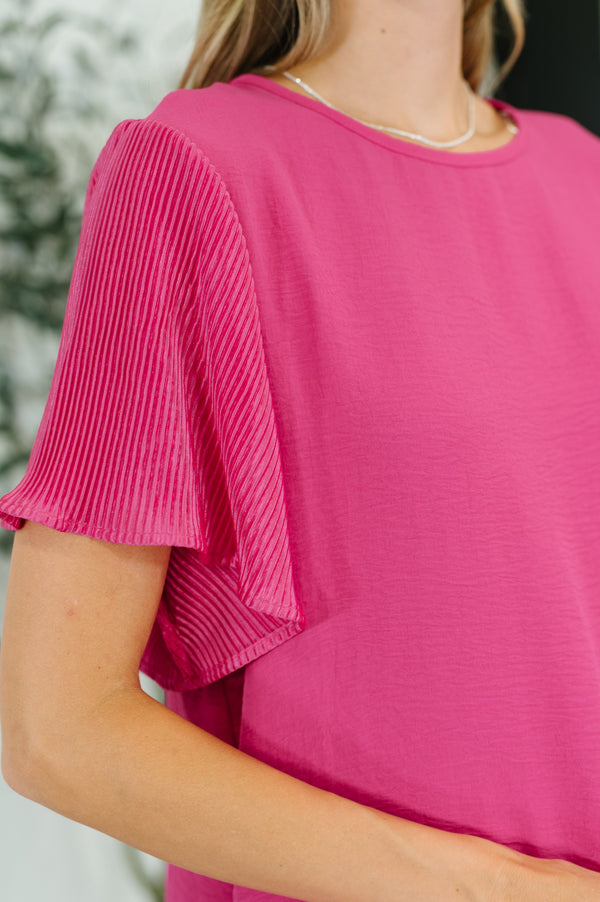 Pink and Perfect Ruffle Sleeve Top-Tops-Villari Chic, women's online fashion boutique in Severna, Maryland