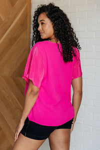 Pink and Perfect Ruffle Sleeve Top-Tops-Villari Chic, women's online fashion boutique in Severna, Maryland