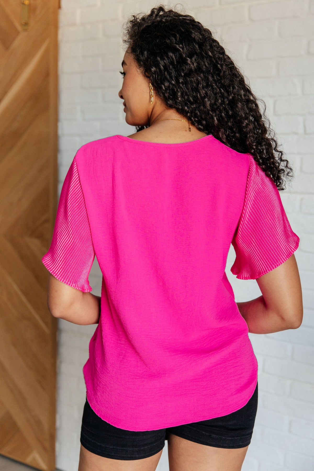 Pink and Perfect Ruffle Sleeve Top-Tops-Villari Chic, women's online fashion boutique in Severna, Maryland