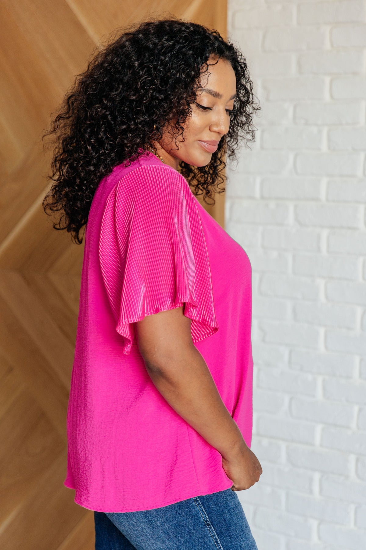 Pink and Perfect Ruffle Sleeve Top-Tops-Villari Chic, women's online fashion boutique in Severna, Maryland