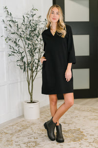 Portfolio Quarter Sleeve Dress in Black-Womens-Villari Chic, women's online fashion boutique in Severna, Maryland