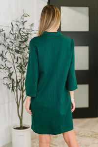 Portfolio Quarter Sleeve Dress in Hunter Green-Womens-Villari Chic, women's online fashion boutique in Severna, Maryland