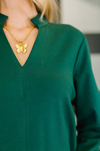 Portfolio Quarter Sleeve Dress in Hunter Green-Womens-Villari Chic, women's online fashion boutique in Severna, Maryland