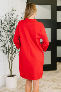 Portfolio Quarter Sleeve Dress in Red-Womens-Villari Chic, women's online fashion boutique in Severna, Maryland