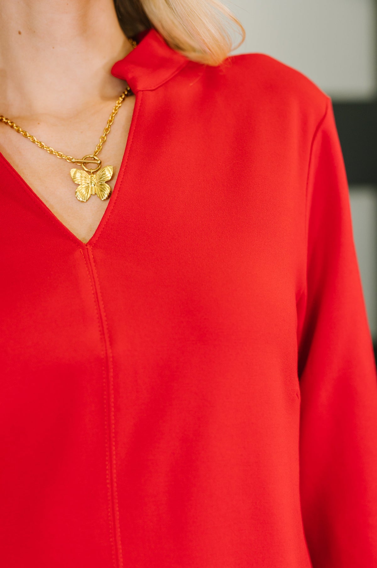 Portfolio Quarter Sleeve Dress in Red-Womens-Villari Chic, women's online fashion boutique in Severna, Maryland