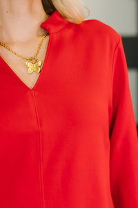 Portfolio Quarter Sleeve Dress in Red-Womens-Villari Chic, women's online fashion boutique in Severna, Maryland