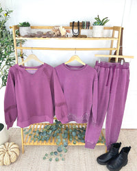 Vintage Wash Joggers - Purple-bottoms-Villari Chic, women's online fashion boutique in Severna, Maryland
