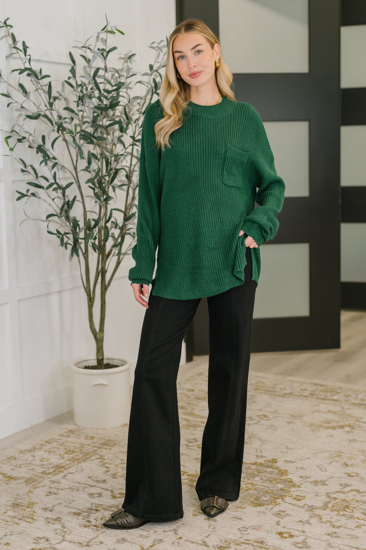 Quick Nap Textured Pullover in Hunter Green-Womens-Villari Chic, women's online fashion boutique in Severna, Maryland