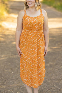 Reagan Ribbed Midi Dress - Pumpkin Floral-Dresses-Villari Chic, women's online fashion boutique in Severna, Maryland