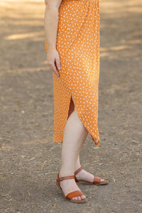 Reagan Ribbed Midi Dress - Pumpkin Floral-Dresses-Villari Chic, women's online fashion boutique in Severna, Maryland
