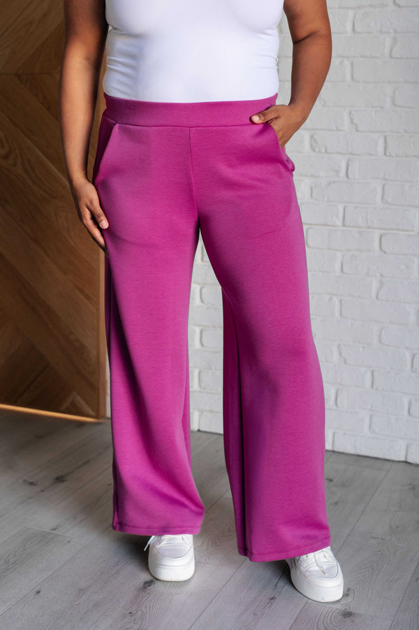 Resort Travel Wide Leg Crop Pant in Magenta-Athleisure-Villari Chic, women's online fashion boutique in Severna, Maryland