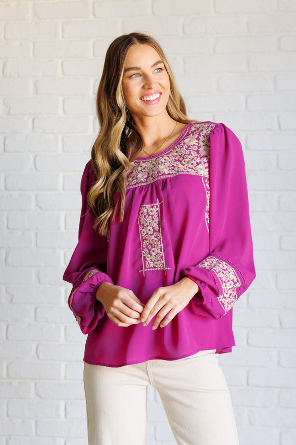 Rodeo Queen Embroidered Blouse-Blouses-Villari Chic, women's online fashion boutique in Severna, Maryland