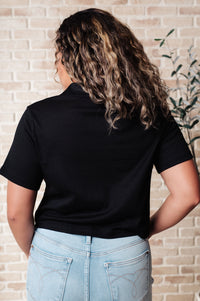 Rory Ribbed Cropped Tennis Tee in Black-Tops-Villari Chic, women's online fashion boutique in Severna, Maryland