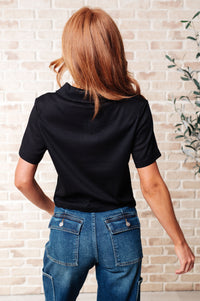 Rory Ribbed Cropped Tennis Tee in Black-Tops-Villari Chic, women's online fashion boutique in Severna, Maryland