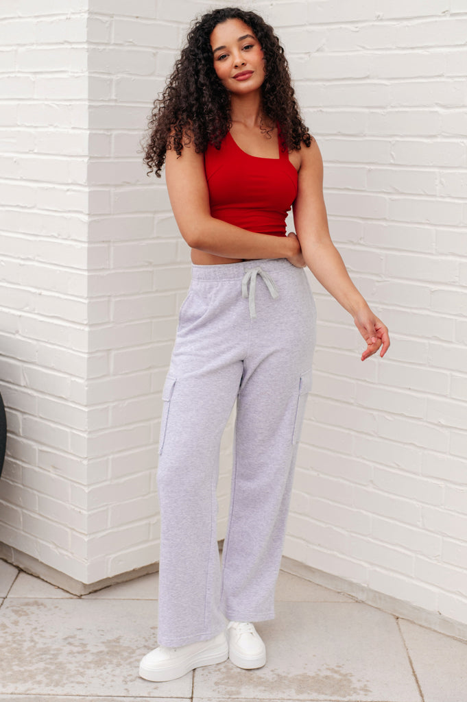Run, Don't Walk Cargo Sweatpants in Grey-Athleisure-Villari Chic, women's online fashion boutique in Severna, Maryland