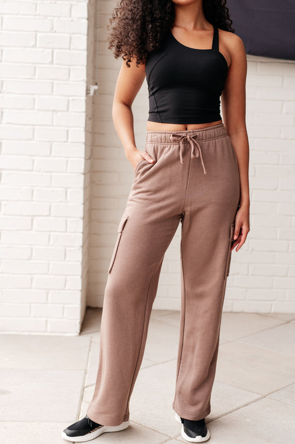 Run, Don't Walk Cargo Sweatpants in Smokey Brown-Athleisure-Villari Chic, women's online fashion boutique in Severna, Maryland