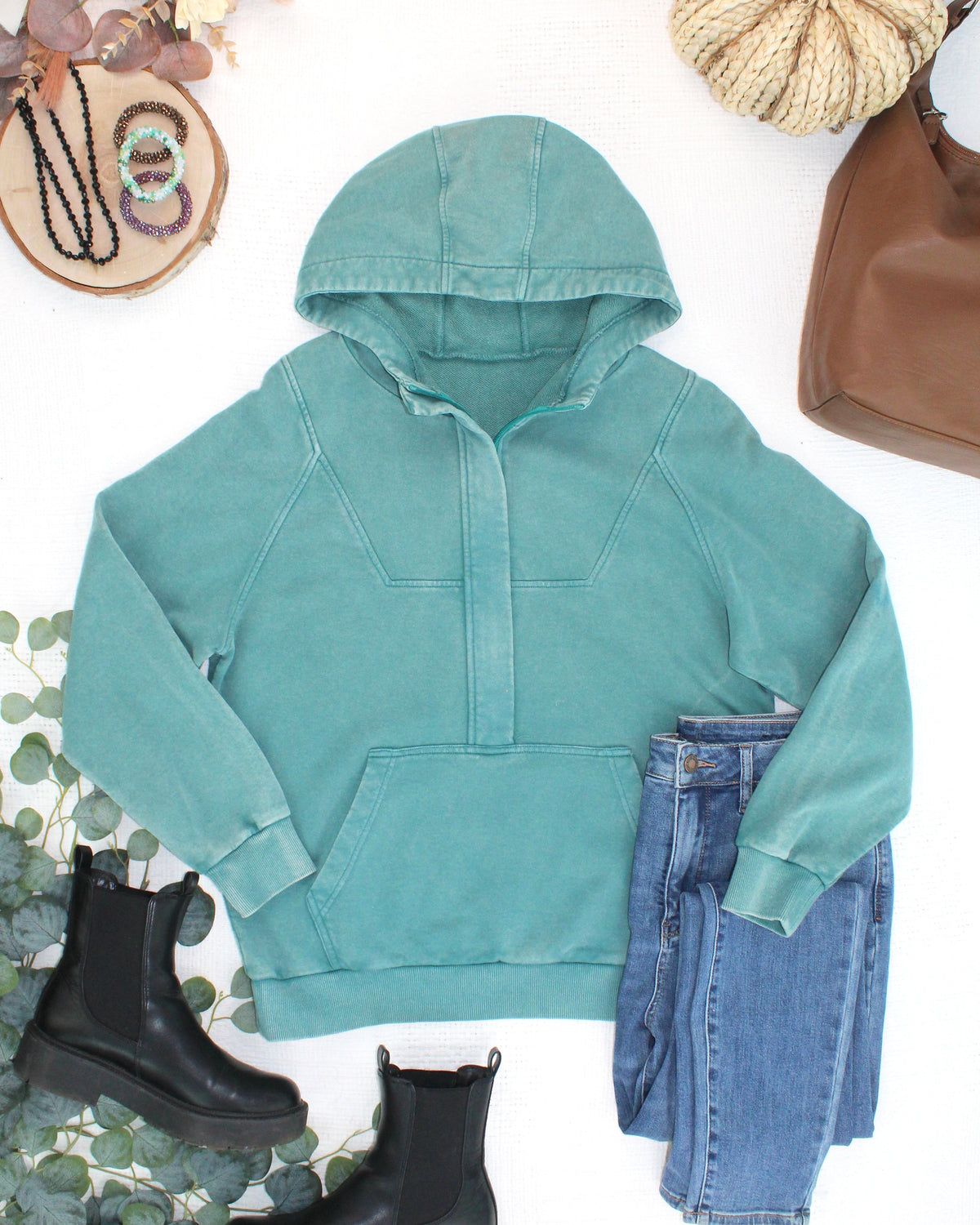 Ryker Vintage Wash Hoodie- Teal-sweatshirt-Villari Chic, women's online fashion boutique in Severna, Maryland