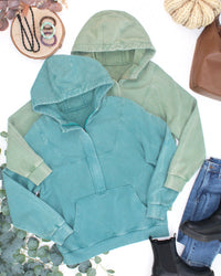 Ryker Vintage Wash Hoodie- Teal-sweatshirt-Villari Chic, women's online fashion boutique in Severna, Maryland