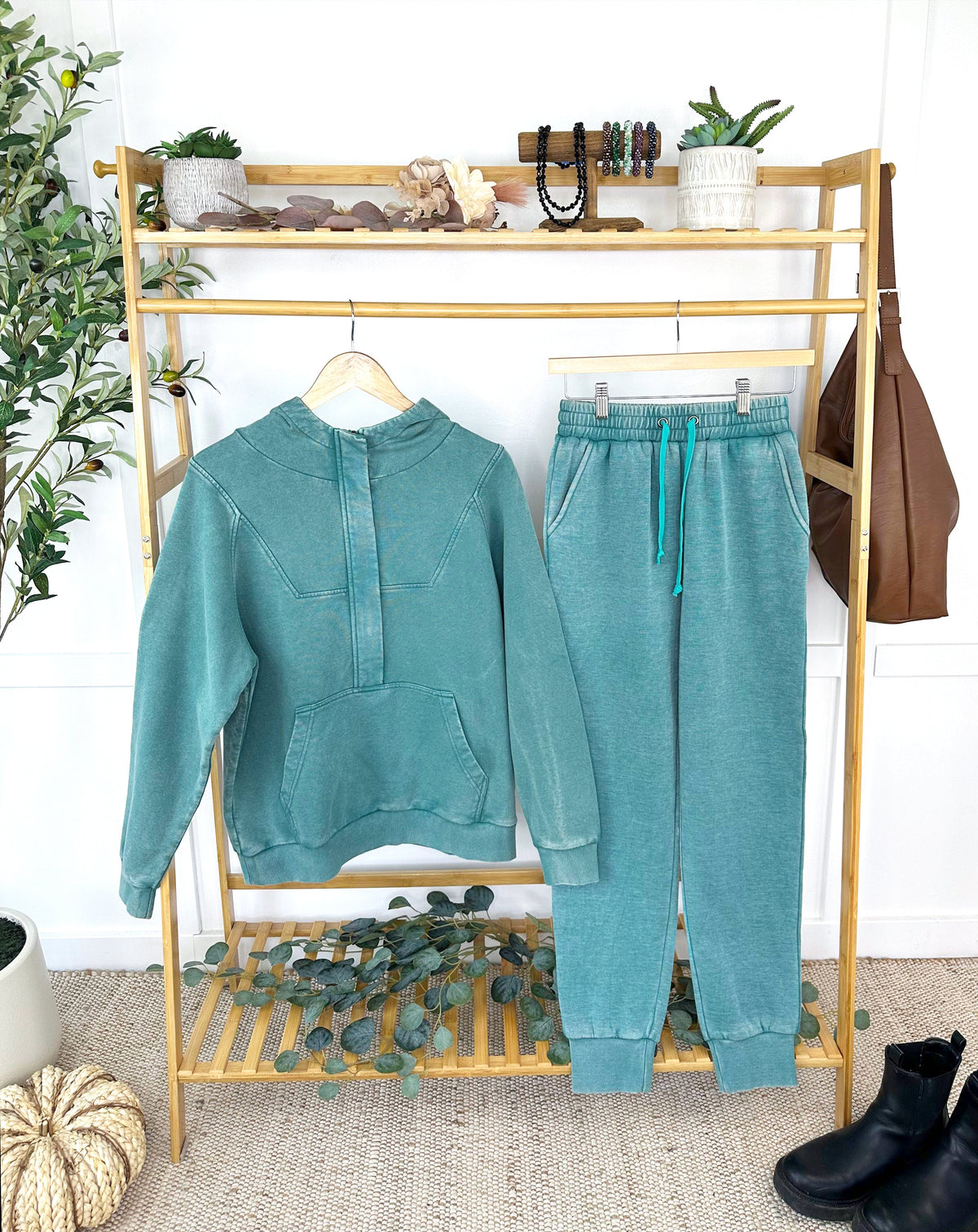 Vintage Wash Joggers - Teal-bottoms-Villari Chic, women's online fashion boutique in Severna, Maryland