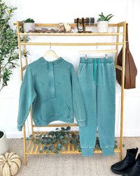 Vintage Wash Joggers - Teal-bottoms-Villari Chic, women's online fashion boutique in Severna, Maryland