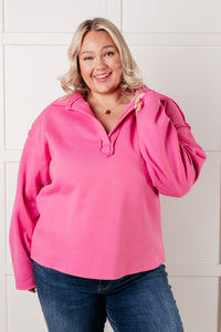 Same Ol' Situation Collared Pullover in Hot Pink-Tops-Villari Chic, women's online fashion boutique in Severna, Maryland