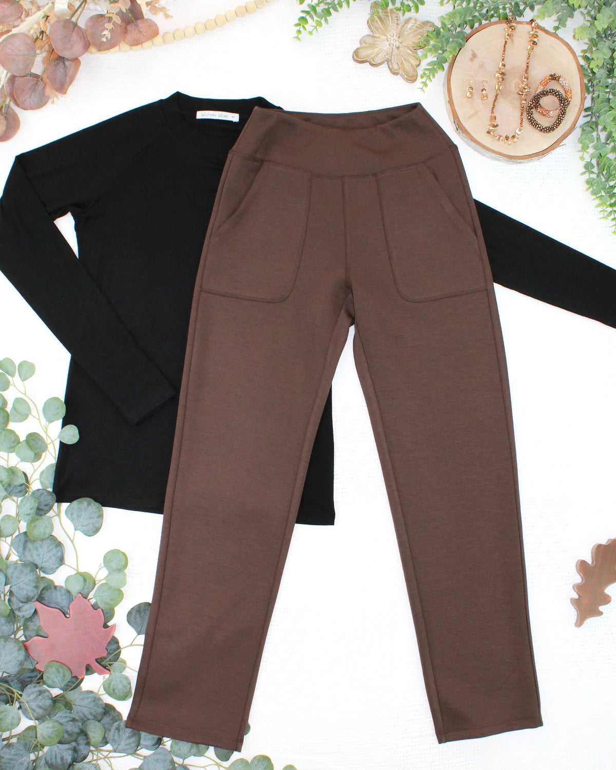 Luxe Ankle Bottoms- Brown-bottoms-Villari Chic, women's online fashion boutique in Severna, Maryland