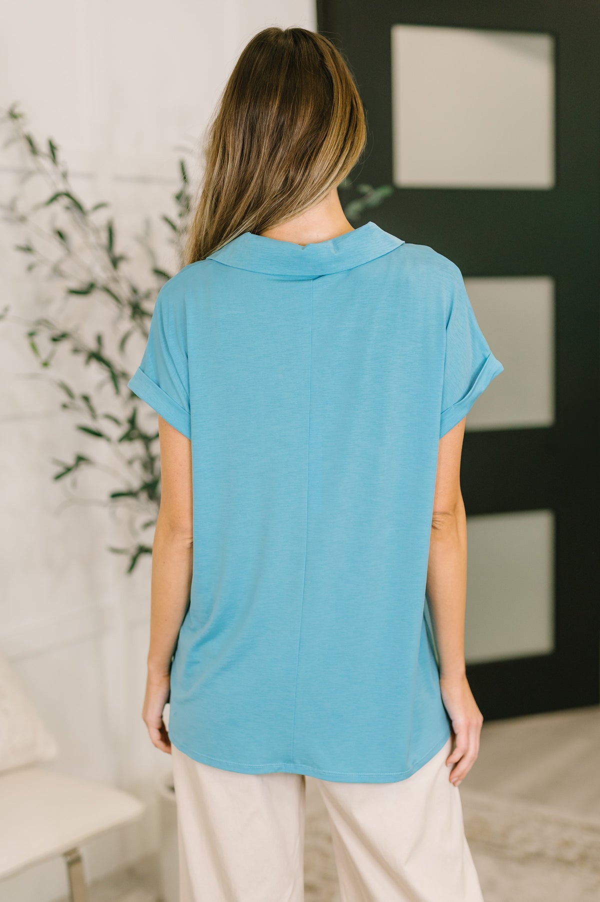 Sea You Soon Collared Top in Costal Blue-Womens-Villari Chic, women's online fashion boutique in Severna, Maryland