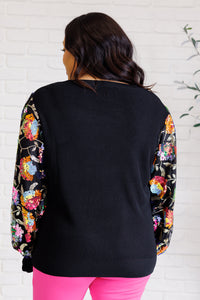 She is the Party Floral Sequins Mesh Sleeve Top-Tops-Villari Chic, women's online fashion boutique in Severna, Maryland