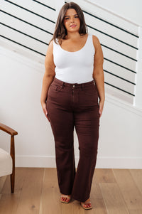 Judy Blue High-Rise Tummy Control Flares in Espresso-Womens-Villari Chic, women's online fashion boutique in Severna, Maryland