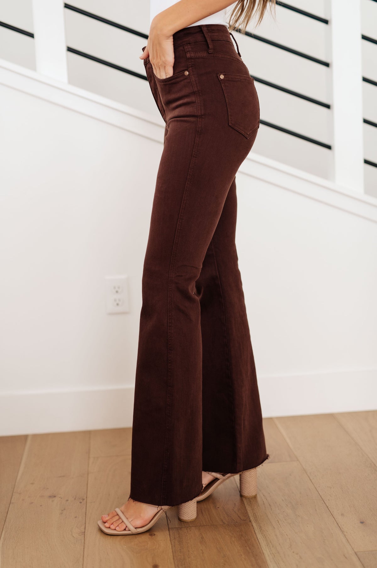 Judy Blue High-Rise Tummy Control Flares in Espresso-Womens-Villari Chic, women's online fashion boutique in Severna, Maryland