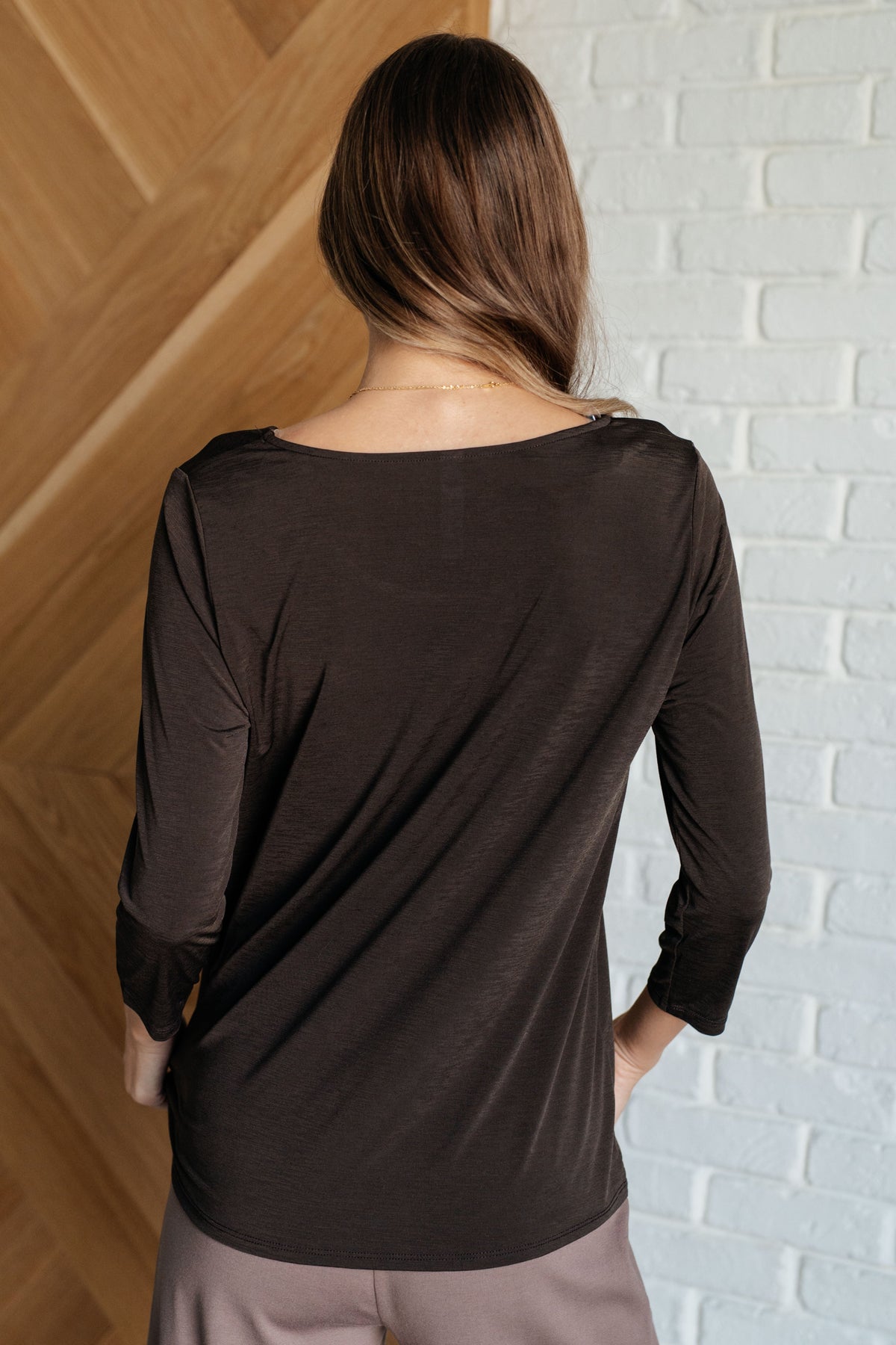 Signature Classic Round Neck Top in Chocolate-Tops-Villari Chic, women's online fashion boutique in Severna, Maryland