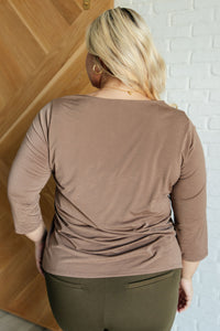 Signature Classic Round Neck Top in Mocha-Tops-Villari Chic, women's online fashion boutique in Severna, Maryland