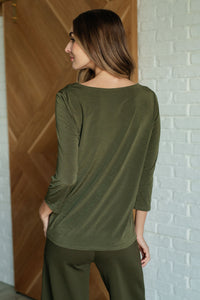 Signature Classic Round Neck Top in Olive-Tops-Villari Chic, women's online fashion boutique in Severna, Maryland