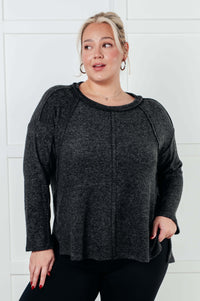 Simple Silhouette Brushed Hacci Sweater in Black-Tops-Villari Chic, women's online fashion boutique in Severna, Maryland