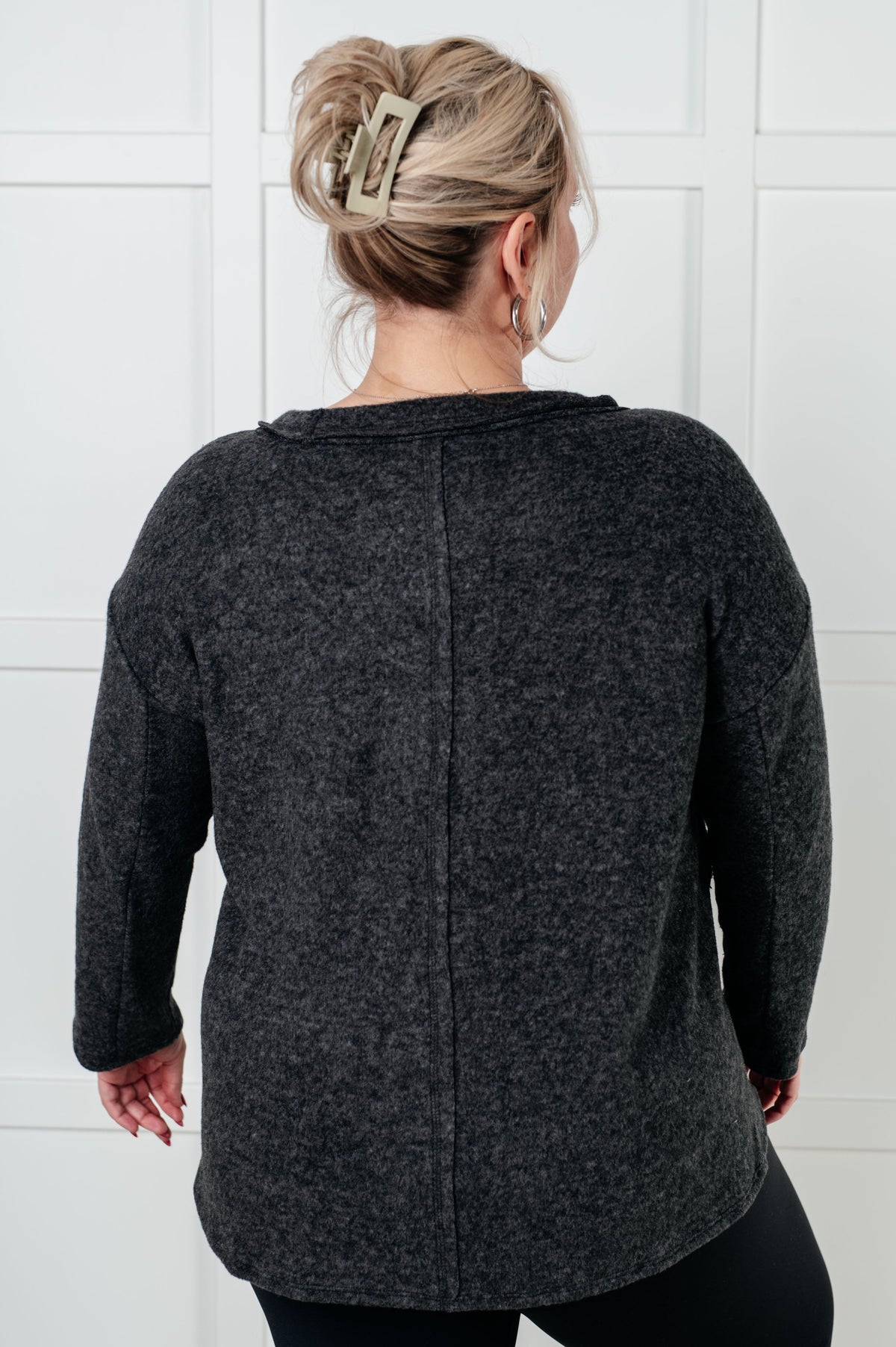 Simple Silhouette Brushed Hacci Sweater in Black-Tops-Villari Chic, women's online fashion boutique in Severna, Maryland