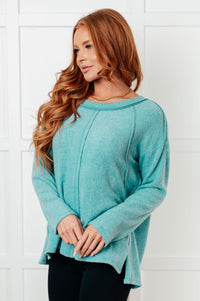 Simple Silhouette Brushed Hacci Sweater in Dusty Teal-Tops-Villari Chic, women's online fashion boutique in Severna, Maryland