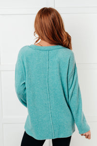 Simple Silhouette Brushed Hacci Sweater in Dusty Teal-Tops-Villari Chic, women's online fashion boutique in Severna, Maryland