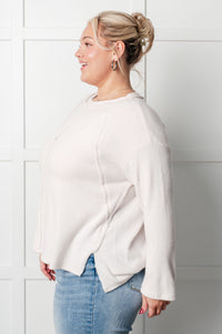 Simple Silhouette Brushed Hacci Sweater in Sand Beige-Tops-Villari Chic, women's online fashion boutique in Severna, Maryland