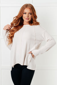 Simple Silhouette Brushed Hacci Sweater in Sand Beige-Tops-Villari Chic, women's online fashion boutique in Severna, Maryland