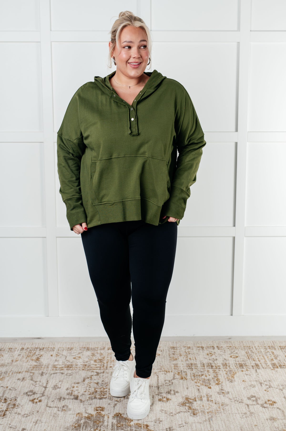 Simple Snug Snap Hooded Pullover-Tops-Villari Chic, women's online fashion boutique in Severna, Maryland