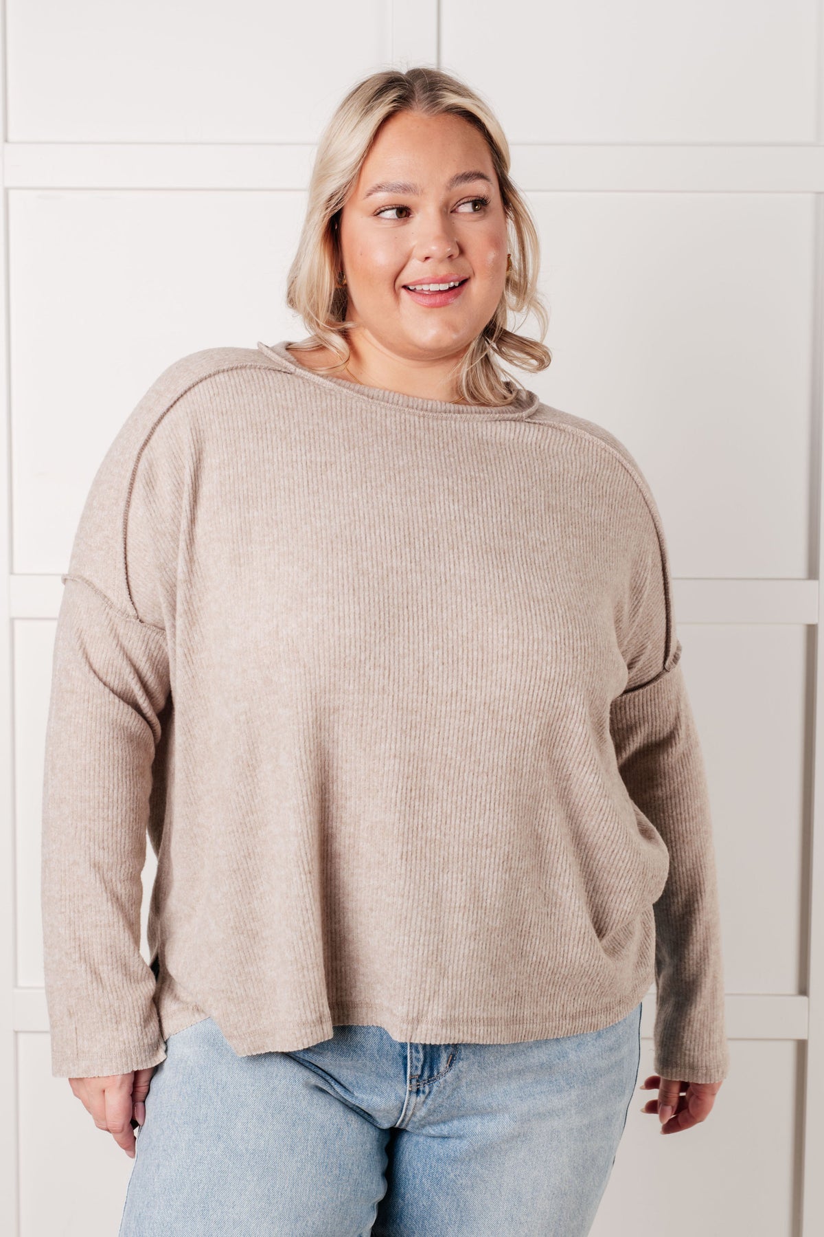 Simply Basic Ribbed Hacci Sweater in H Mocha-Tops-Villari Chic, women's online fashion boutique in Severna, Maryland